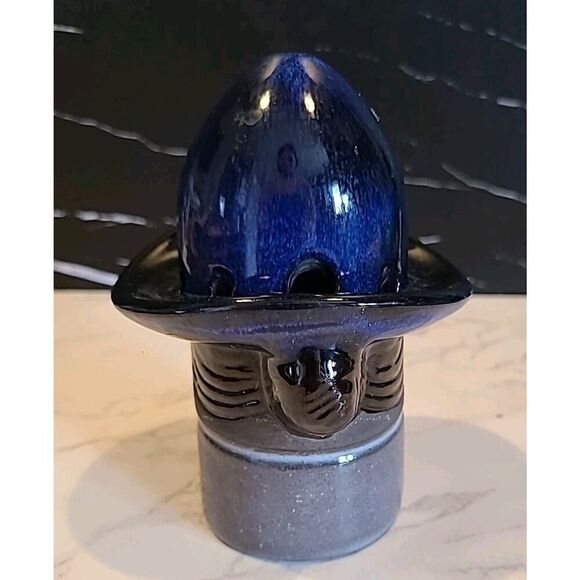 ELSI BOURELIUS Blue Woman In Hat Figure Bud Vase JIE Sweden Scandinavian 5.25" - Picture 4 of 7